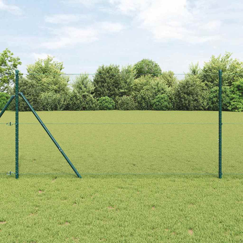 Hexagonalt staket markfäste 100 x 1 m PVC-belagda stål Grön