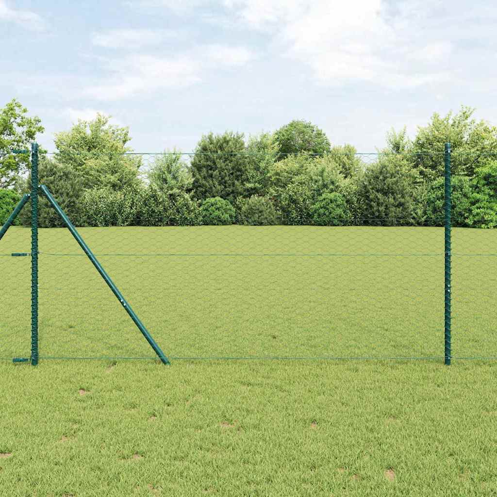 Hexagonalt staket markfäste 100 x 1 m PVC-belagda stål Grön