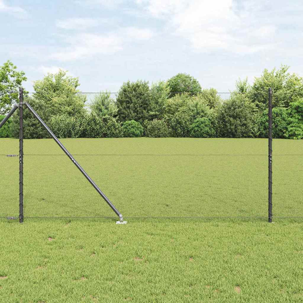 Sexkantigt staket med stolpe 10 x 1,4 m PVC-belagda stål Grå