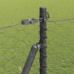 Stängselstolpe Grå 50 x 1,4 m (50 mm nät) Stål och PVC