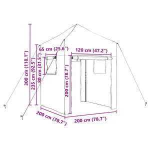 Växthus med tak med lagring Grön 200 x 200 x 300 cm Järn