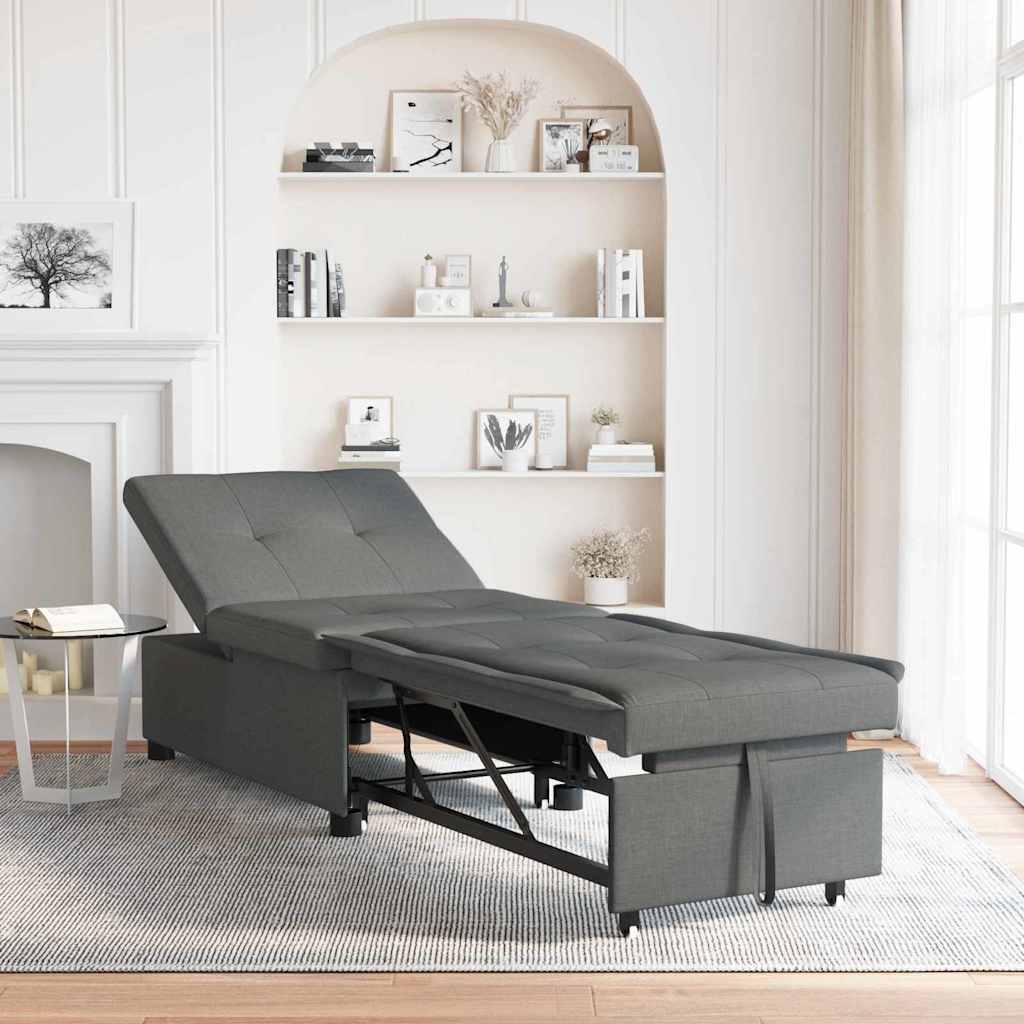Pull Out Sofa Bed Mörkgrå 194 x 50 x 82 cm tyg