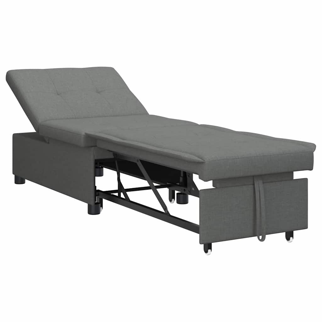 Pull Out Sofa Bed Mörkgrå 194 x 50 x 82 cm tyg