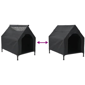 Hundhus Svart 110 x 75 x 107.5 cm Oxford Tyg och Stål