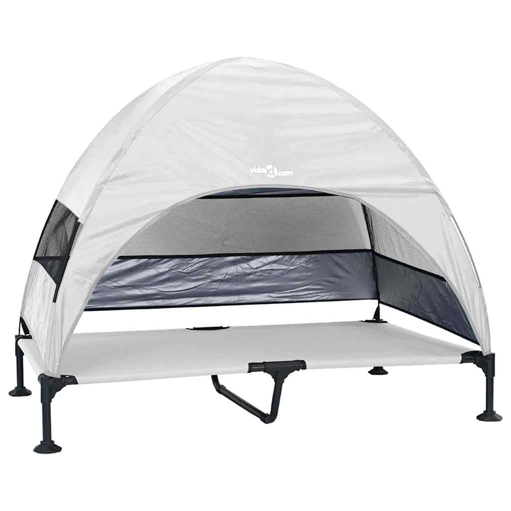 Höjd hundsäng Silvergrå 127 x 81 x 108 cm Tyger och Stål