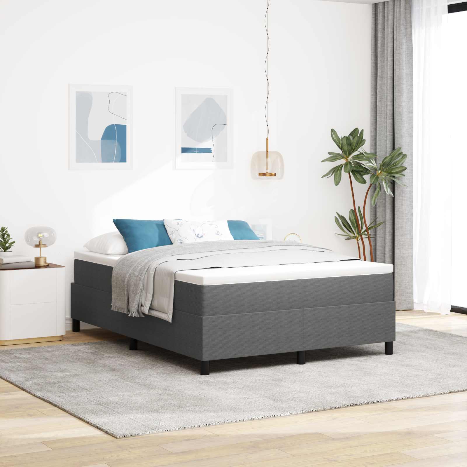 Plattform sängram Ljusgrå 140 x 200 cm Kordread tyg