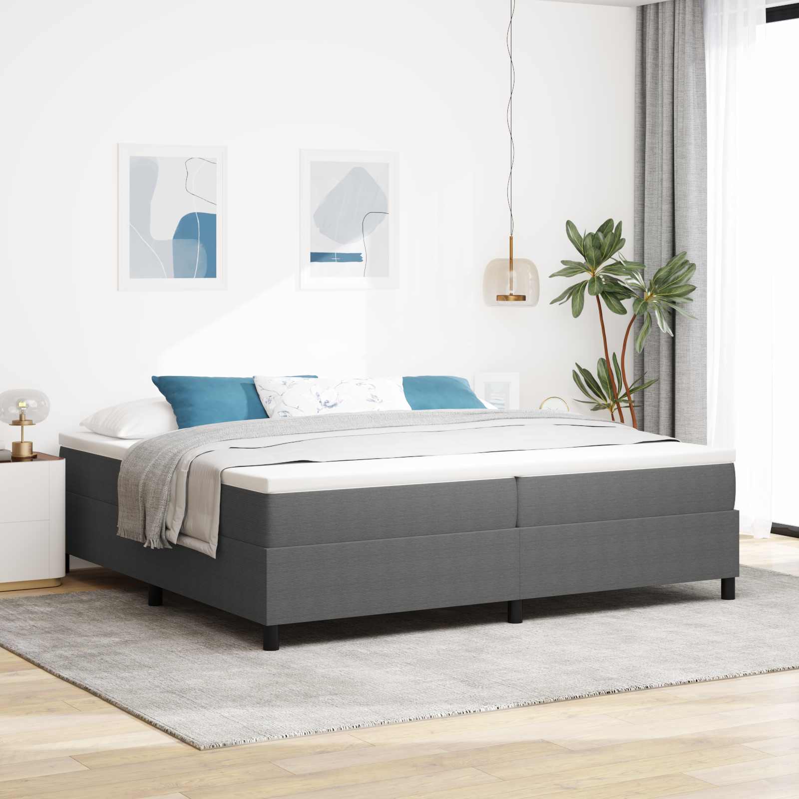 Plattform sängram Ljusgrå 200 x 200 cm Kordread tyg