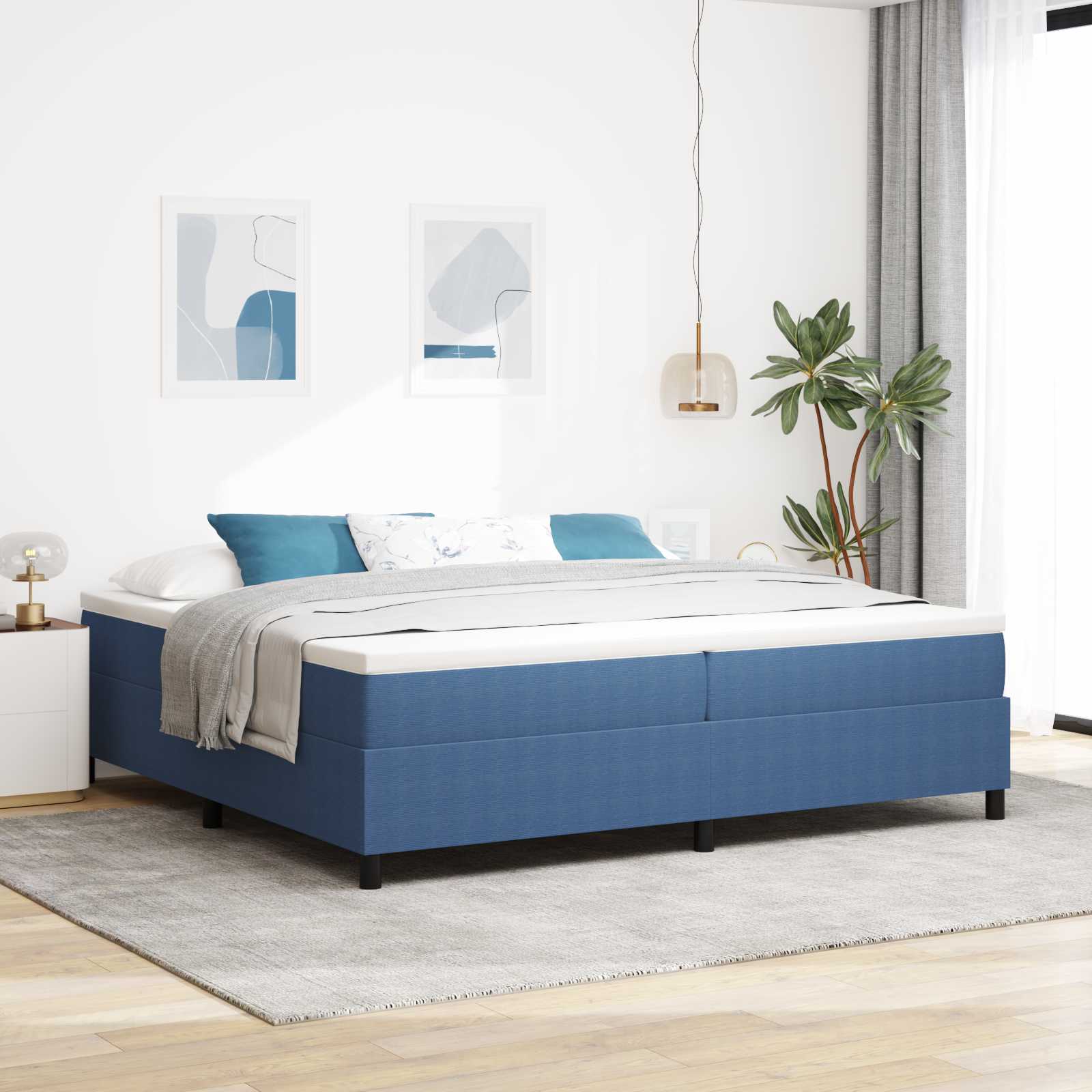 Plattform sängram Blå 200 x 200 cm Kordread tyg