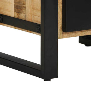 Badrumsmöbelset med låda 2 pcs Brun och svart Massivt mangoträ