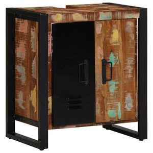 Badrumsmöbelset 4 pcs Flerfärgad och Svart Solid återvunnen trä