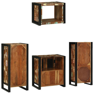 Badrumsmöbelset 4 pcs Flerfärgad och Svart Solid återvunnen trä