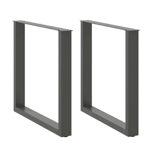 Matbordsben U-formade 2 st antracit 90x(72-73) cm stål