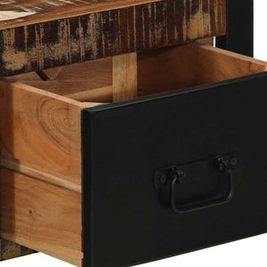 Sängbord 2 st flerfärgad 40x35x25 cm massivt trä återvunnet