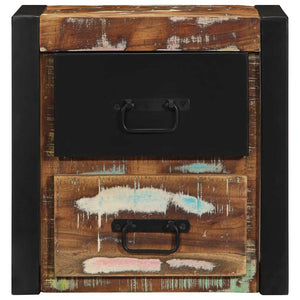 Sängbord flerfärgat 40x35x40 cm massivt trä återvunnet