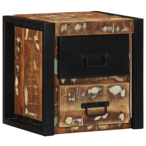 Sängbord 2 st flerfärgad 40x35x40 cm massivt trä återvunnet