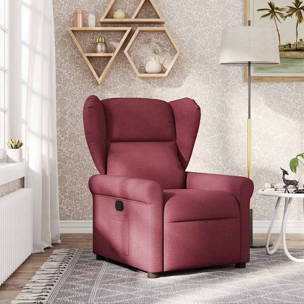 Reclinerfåtölj vinröd tyg