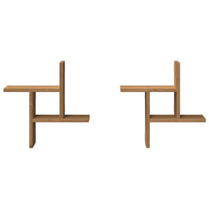 Vägghyllor 2 st ek 38x12x38 cm konstruerat trä