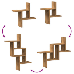 Vägghyllor 2 st ek 38x12x38 cm konstruerat trä