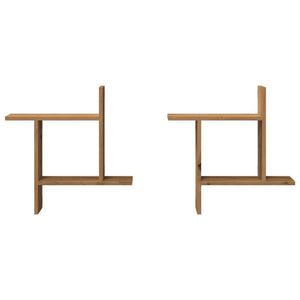 Vägghyllor 2 st ek 50x12x50 cm konstruerat trä