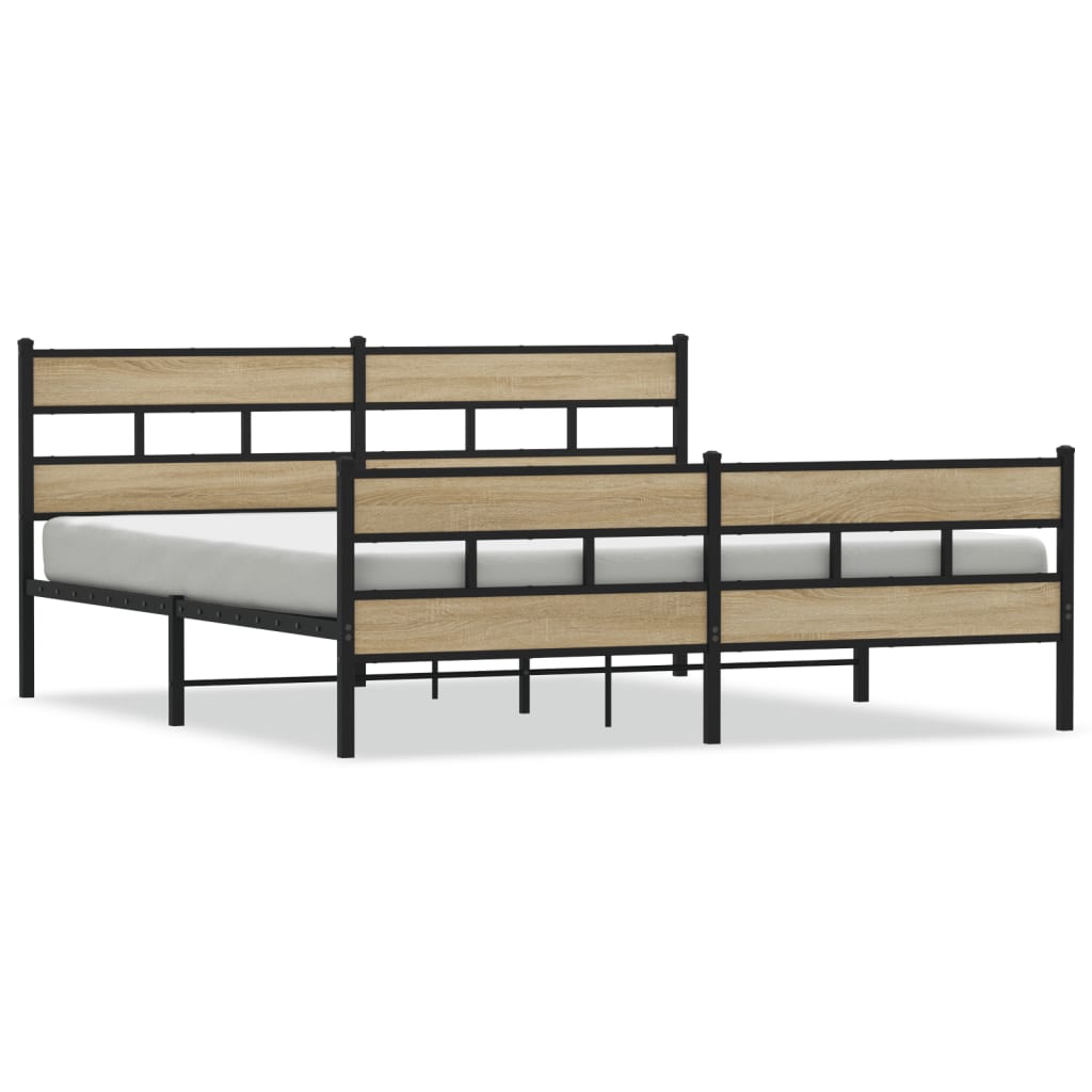 Sängram utan madrass metall sonoma-ek 183x213 cm