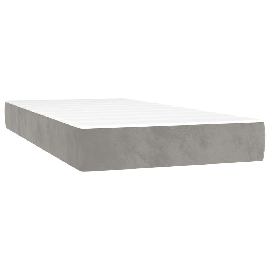 Pocketresårmadrass medium ljusgrå 80x220x20 cm sammet