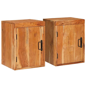 Sängbord 2 pcs Brun 35 x 33 x 48 cm Massivt Trä Akacia