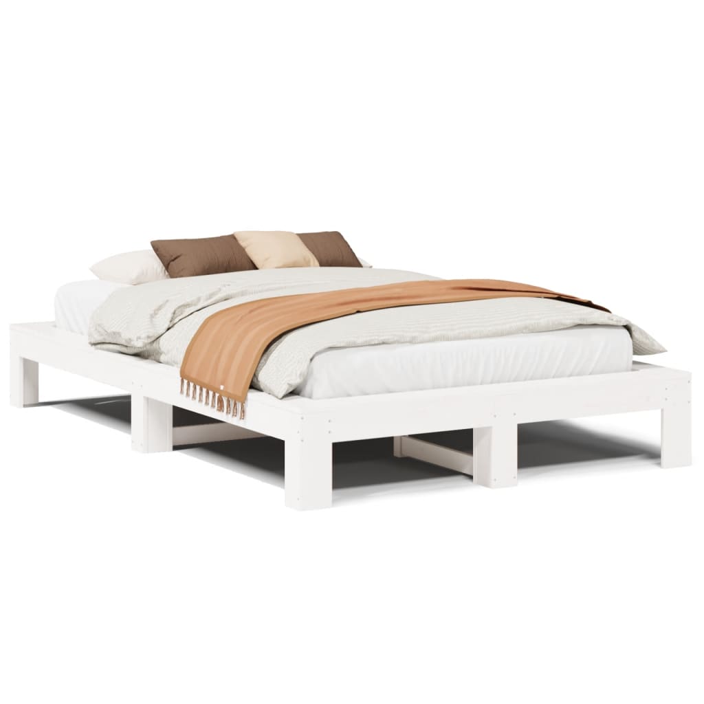 Sängram utan madrass vit 135x190 cm massiv furu