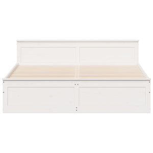 Sängram utan madrass med huvudgavel vit 180x200 cm massiv furu