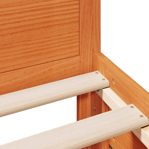 Sängram utan madrass med huvudgavel brun 100x200 cm massiv furu