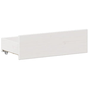 Säng med bokhylla utan madrass vit 150x200cm massiv furu