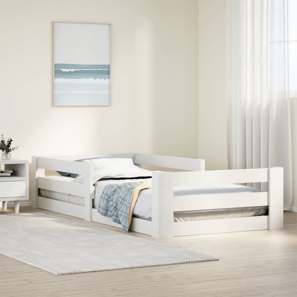 Sängram utan madrass vit 80x160 cm massiv furu