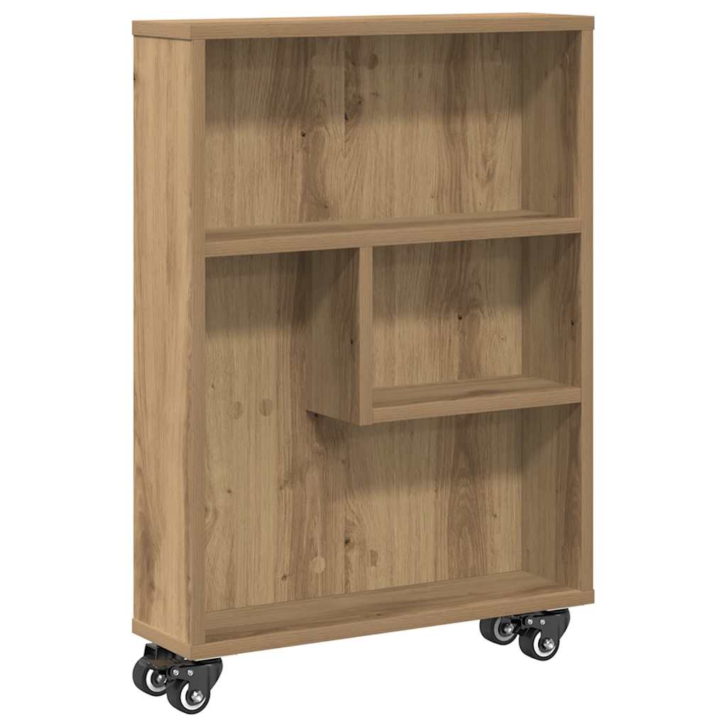 Smal förvaringsvagn ek 48x13x68 cm konstruerat trä