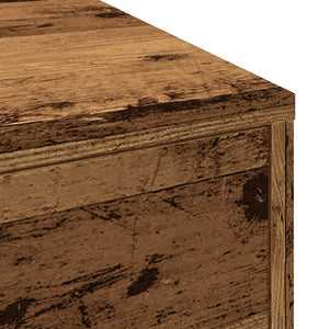 Smalt badrumsskåp med hjul åldrat trä konstruerat trä