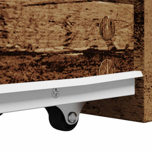 Smalt badrumsskåp med hjul åldrat trä konstruerat trä