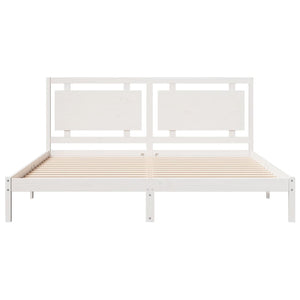 Sängram utan madrass extra lång vit 200x220 cm massivt trä