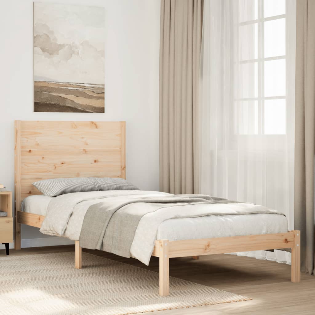 Sängram utan madrass extra lång 90x220 cm massivt trä
