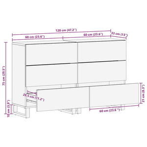Skänksats 2 pcs Naturfärg 60 x 33,5 x 75 cm Massivt mangoträ