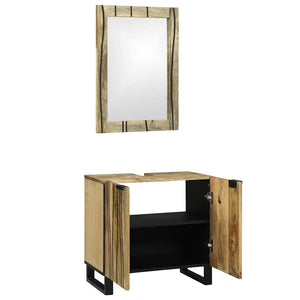 Badrumsmöbelset med hylla med dörr 2 pcs Brun Konstruerat trä