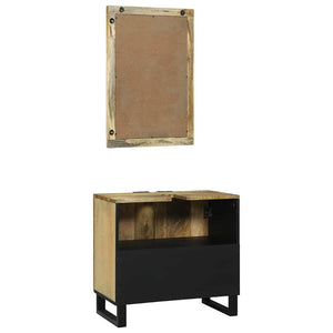 Badrumsmöbelset med hylla med dörr 2 pcs Brun Konstruerat trä