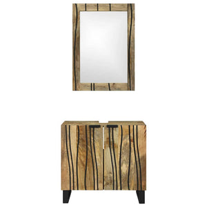 Badrumsmöbelset med hylla med dörr 2 pcs Brun Konstruerat trä