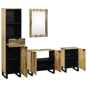 Badrumsmöbelset med låda med hylla 4 pcs Brun Konstruerat trä