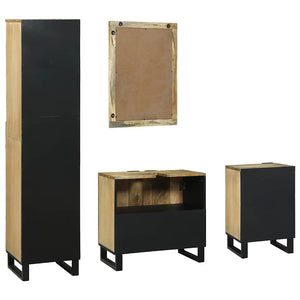 Badrumsmöbelset med låda med hylla 4 pcs Brun Konstruerat trä