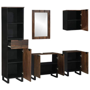 Badrumsmöbelset med låda med hylla 5 pcs Vit Konstruerat trä