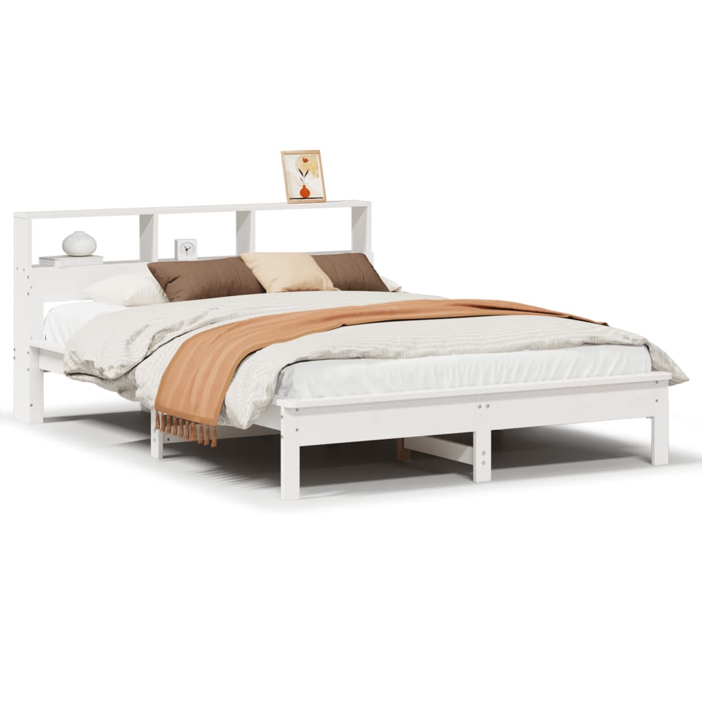 Sängram utan madrass vit 135x190 cm massiv furu
