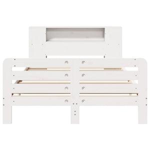 Sängram utan madrass vit 140x200 cm massiv furu