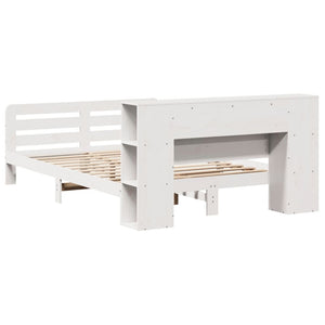 Sängram utan madrass vit 140x200 cm massiv furu