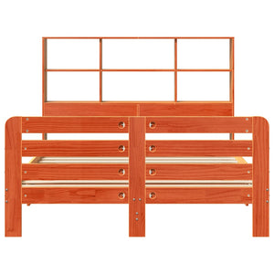 Sängram utan madrass vaxbrun 140x190 cm massiv furu