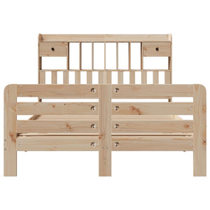 Säng med bokhylla utan madrass 140x200cm massiv furu