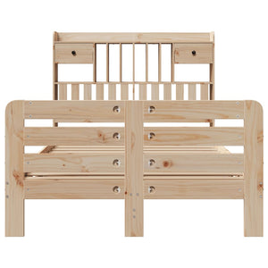 Säng med bokhylla utan madrass 135x190cm massiv furu