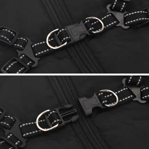 Hundtäcke med sele vattentät reflex svart L48